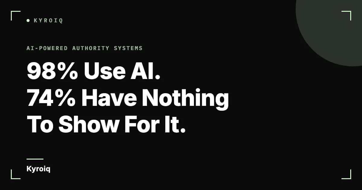 98% Use AI. 74% Have Nothing To Show For It.